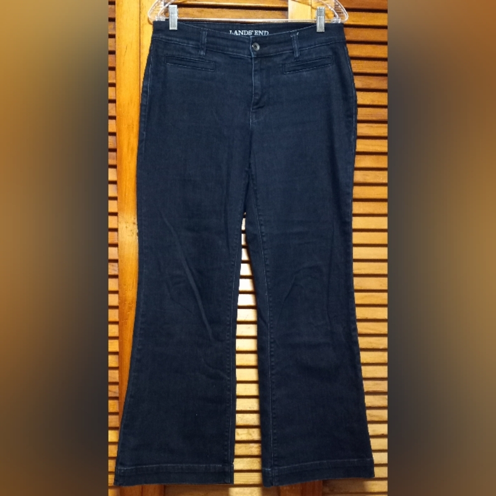 Lands' End Women's Dark Blue Flare Jeans